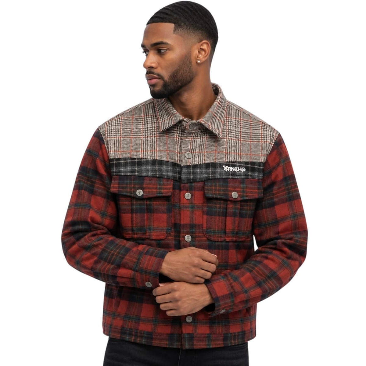 Trnchs Heritage Button Down Shirt (Orange/Multi) TC-C26-6062O
