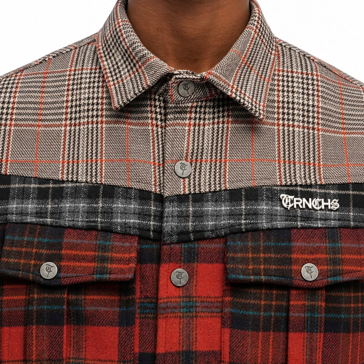 Trnchs Heritage Button Down Shirt (Orange/Multi) TC-C26-6062O