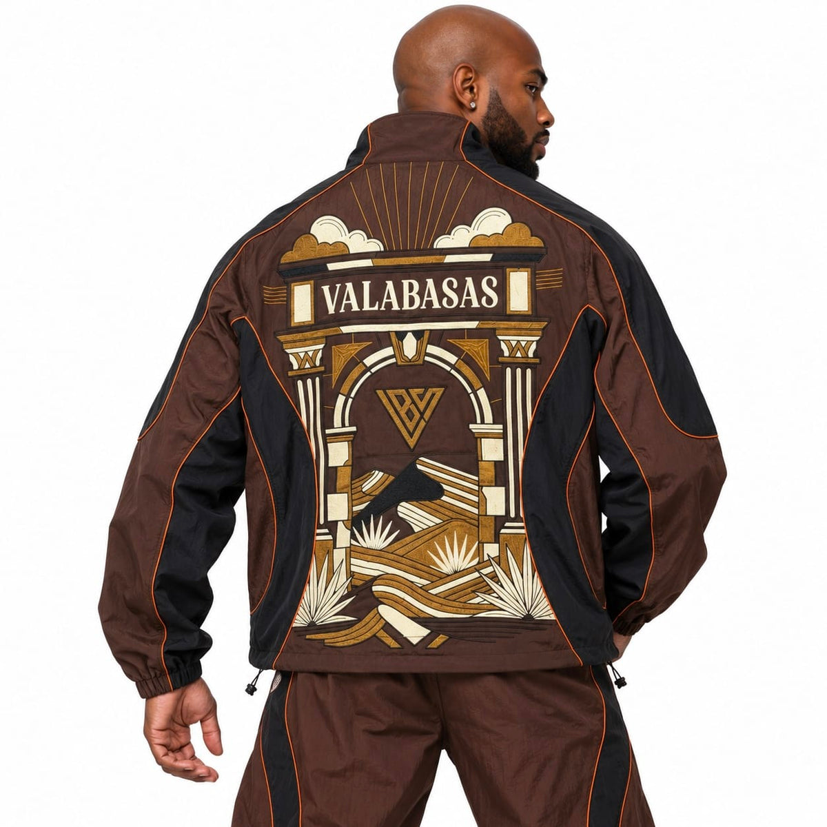 Valabasas Palms Zip Up Track Jacket (Brown) VLBS-VHD1-1022