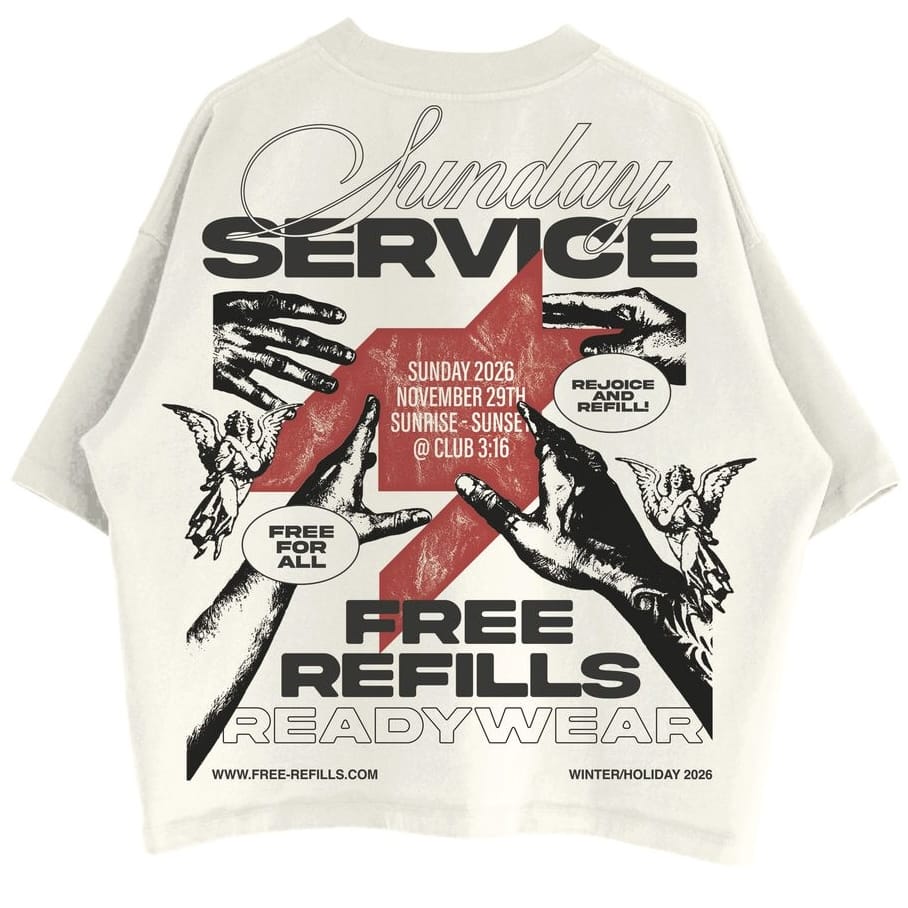 Free Refills Sunday Service Tee (Off White) FR-HOLIDAY26-001