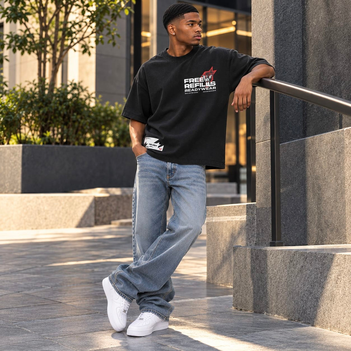 Free Refills Sunday Service Tee (Black) FR-HOLIDAY26-002