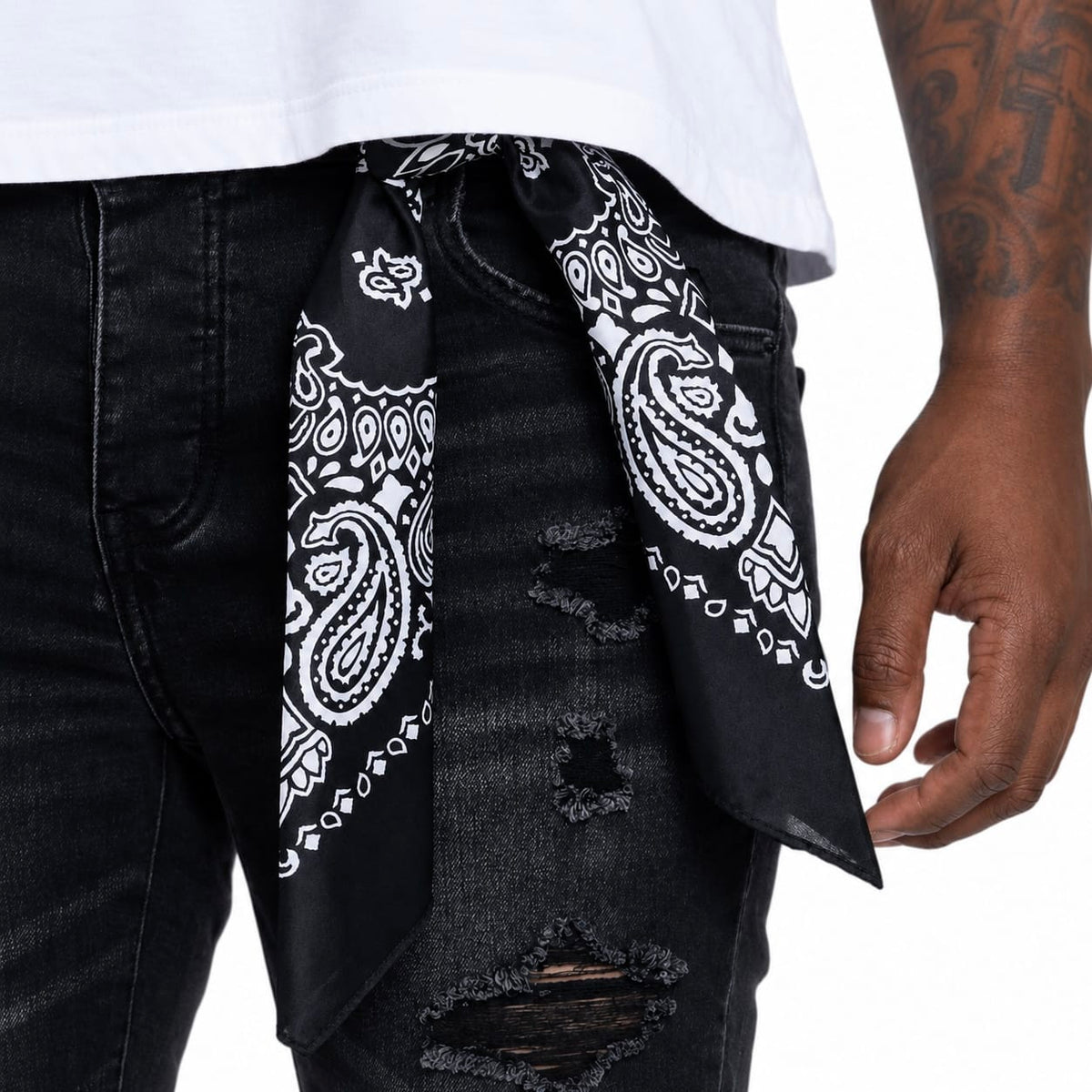 Midnight Black Ankh Denim (Black Bandana) MB-017
