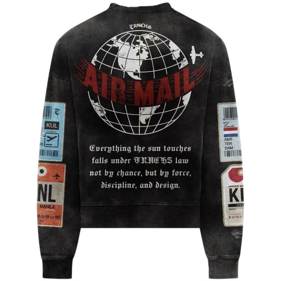 Trnchs Airmail Long Sleeve Crewneck & Pants Set (Black)