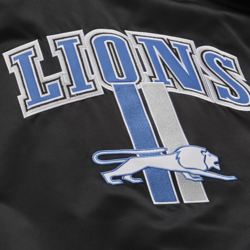 Mitchell & Ness NFL D. Lions Too Maxxed Rally Satin Full-Snap Jacket (Black)