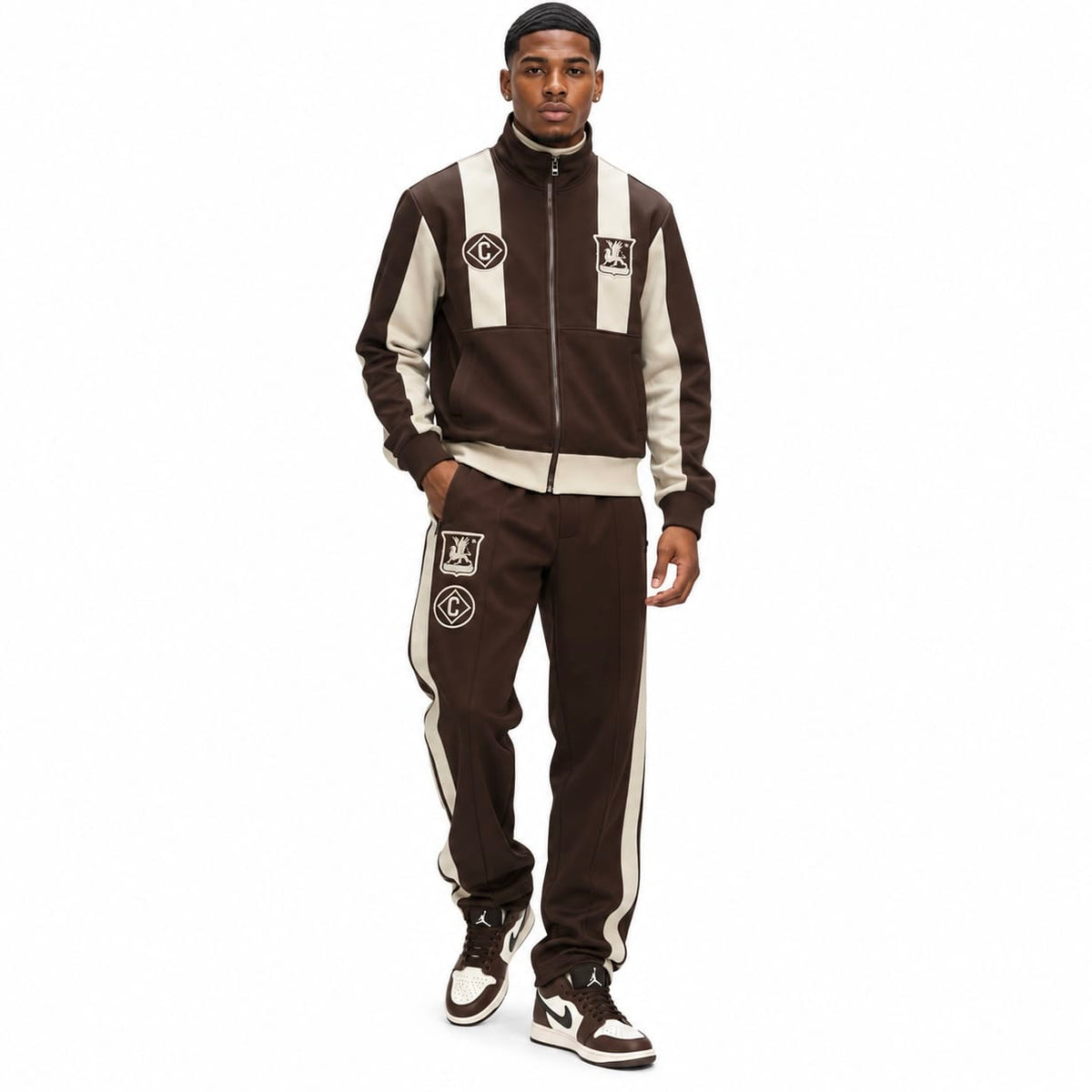 Criminal Damage Panel FC Track Top & Pants Set (Brown)