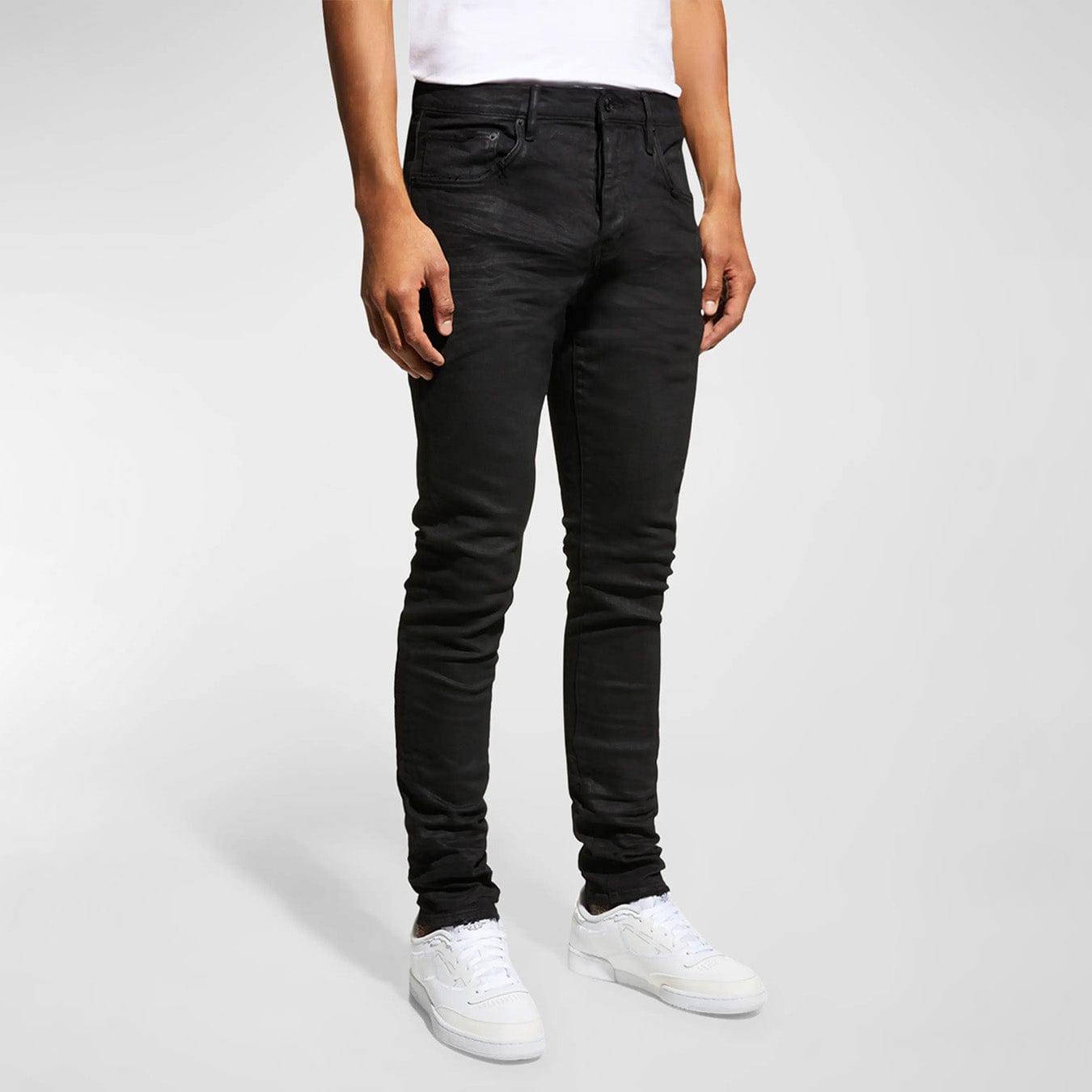 Purple Brand Low Rise Skinny Jean (Black Resin 3D) P001-BLR