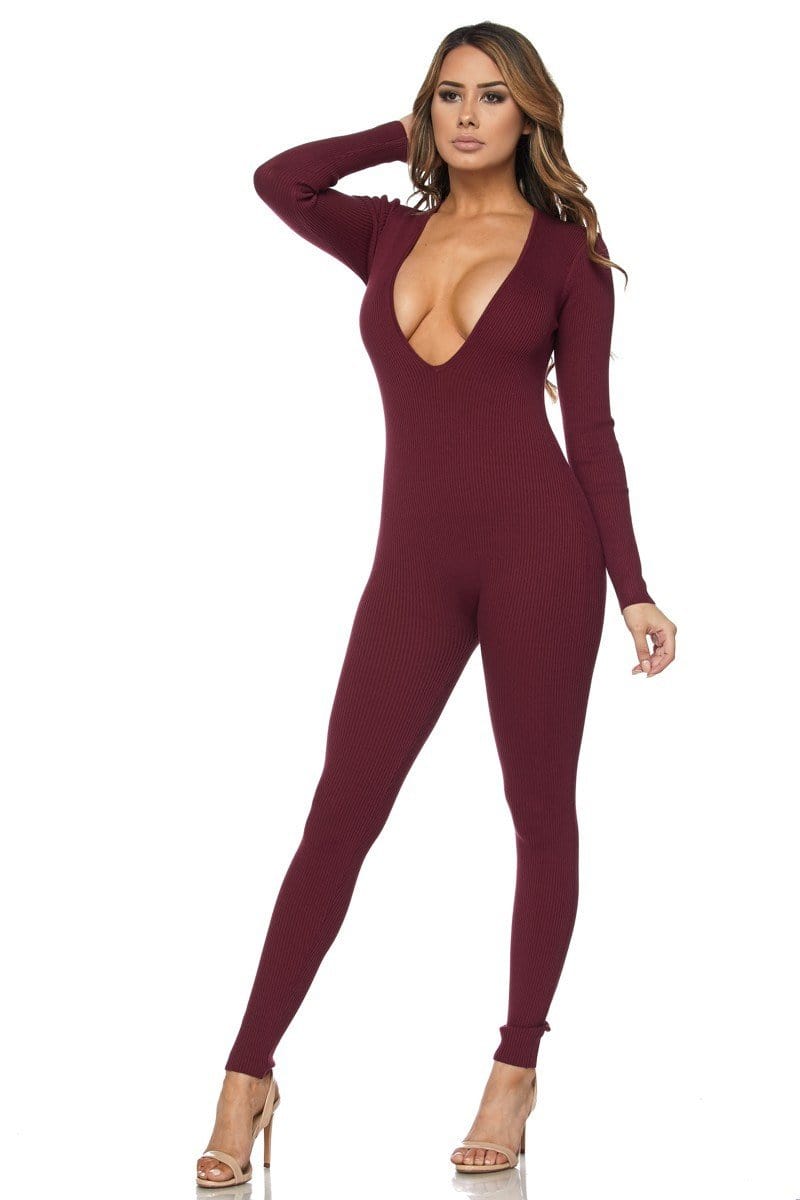 WOMENS HERA COLLECTION JUMPSUIT - BURGUNDY