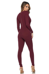 WOMENS HERA COLLECTION JUMPSUIT - BURGUNDY