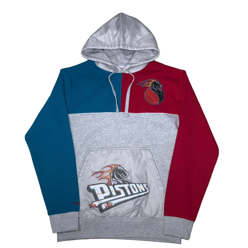 Mitchell & Ness Detroit Pistons Tie Breaker Fleece Hoodie (Teal/Red/Grey)