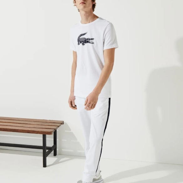 Lacoste Sport 3D Print Crocodile Breathable Jersey T Shirt (White/Navy) TH2042