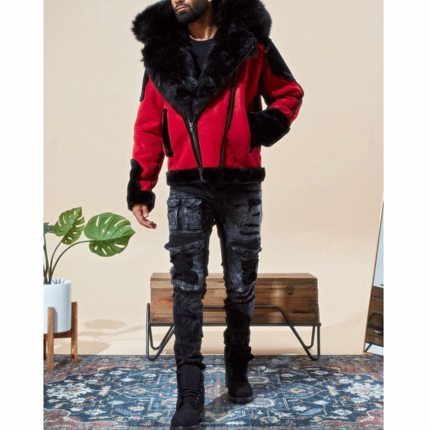 Jordan Craig El Jefe Shearling Moto Jacket (Bred) 91590