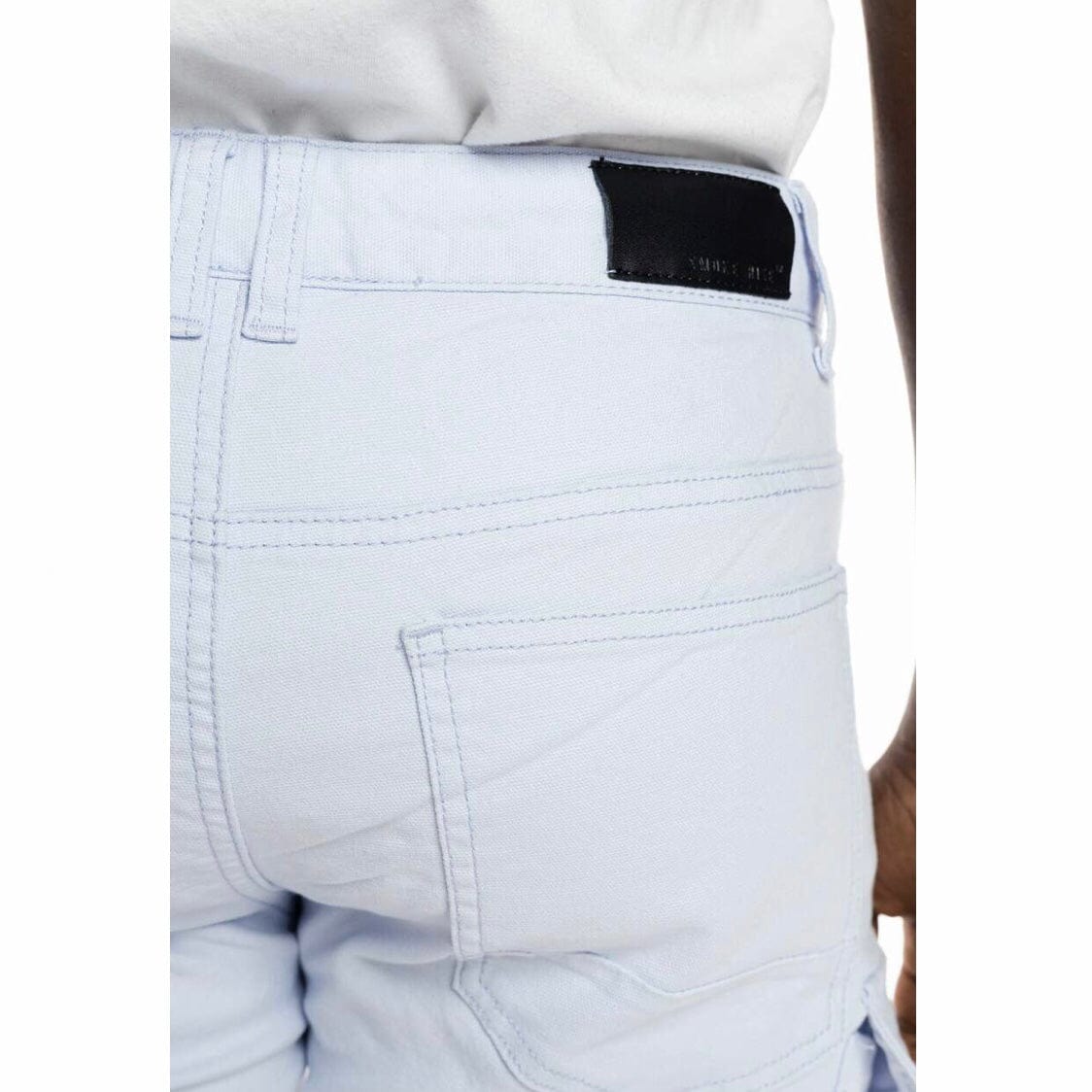 Smoke Rise Rip & Repair Semi Basic Twill Shorts (Pale Blue) JS22234