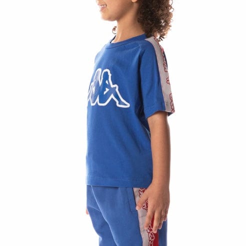 Kids Kappa Logo Tape Davirec T Shirt (Blue) 331B8EW