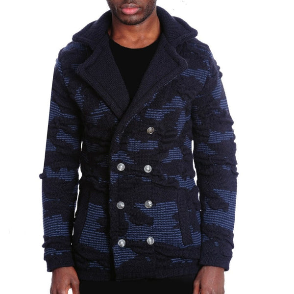LCR Black Faux Fur Hooded Cardigan Sweater For Men