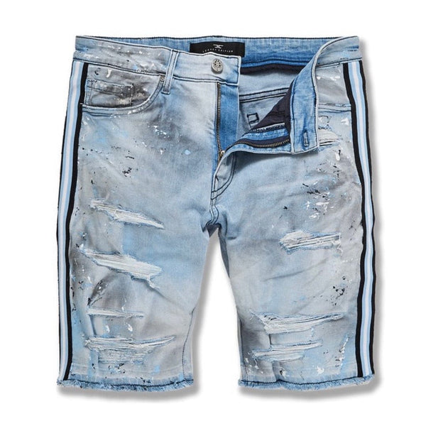Juniors Jordan Craig Sparta Striped Denim Shorts (University Blue) J3168SB