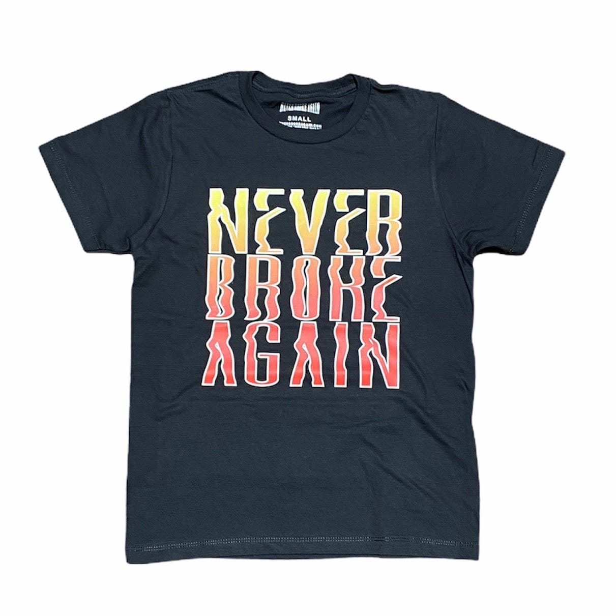 Kids Never Broke Again Wavy Logo T Shirt (Black/Orange Red)