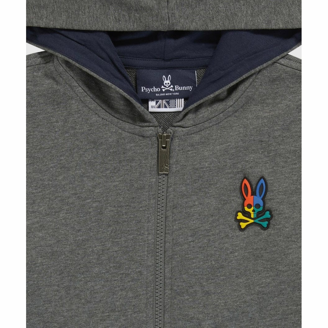 Kids Psycho Bunny Warwick Color Block Logo Hoodie (Heather Storm)