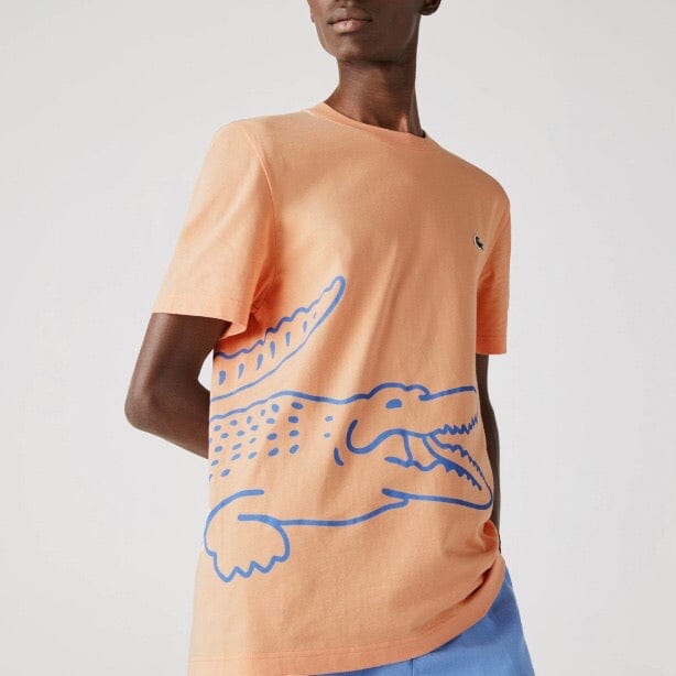 Lacoste Crew Neck Crocodile Print Organic Cotton T Shirt (Light Orange) TH0458