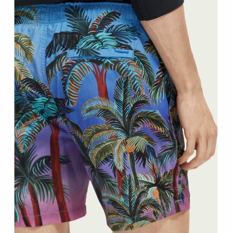 Scotch & Soda Printed Mid Length Swimshort (Navy Aop Palmtrees) 172424