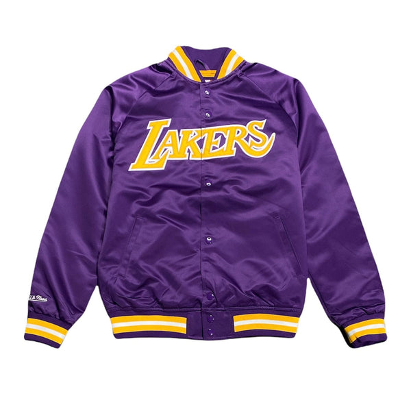 Mitchell & Ness Nba La Lakers Double Clutch Lightweight Satin Jacket (Purple)