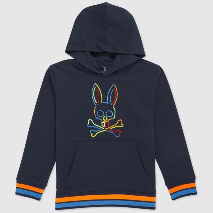 Kids Psycho Bunny Barbon Neon Glow Hoodie (Navy)