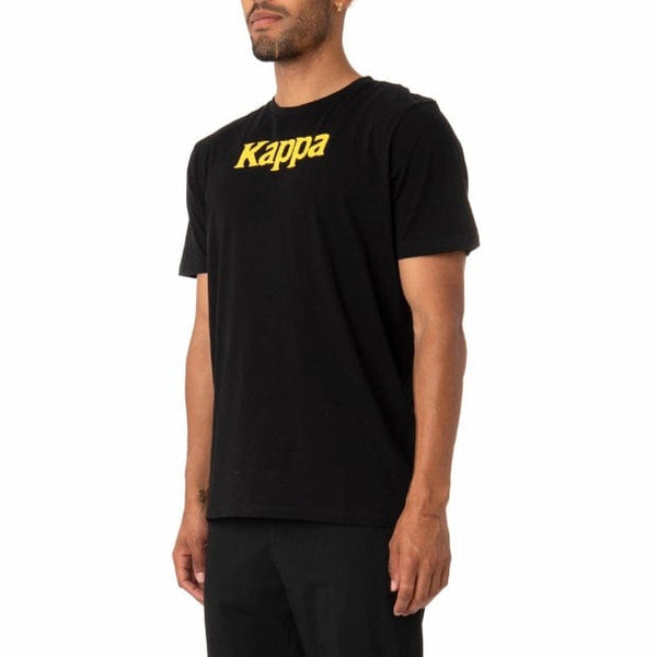Kappa Authentic Runis T Shirt (Black/Fuchsia-Blue/Yellow) 311BHUW