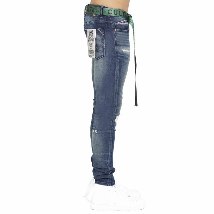 Cult Of Individuality Punk Super Skinny Belted Jeans (Nash) 621B11-SS04R