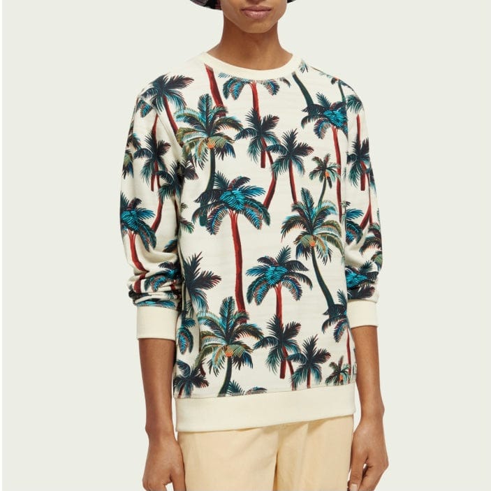 Scotch & Soda Regular Fit Printed Sweatshirt (Offwhite Palmtrees Aop) 171669