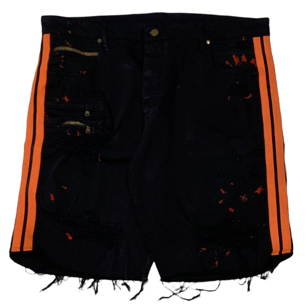 Rockstar Striped Denim Short (Black/Orange) - RSM8001BLL