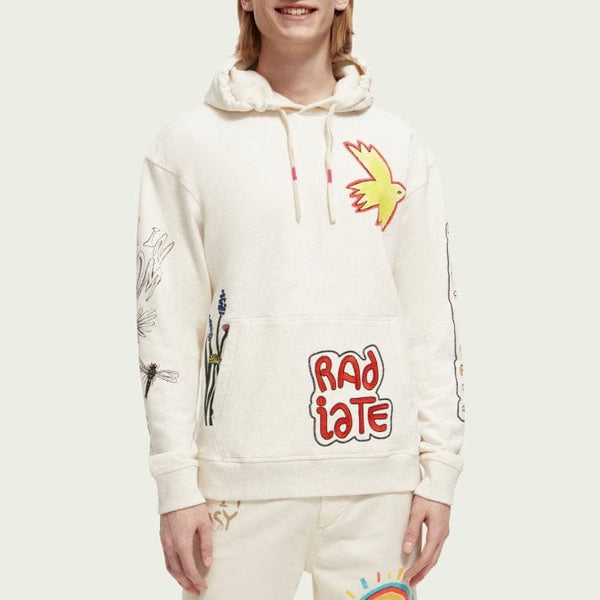 Scotch & Soda Relaxed Fit Artwork Hoodie (Off White) 171667
