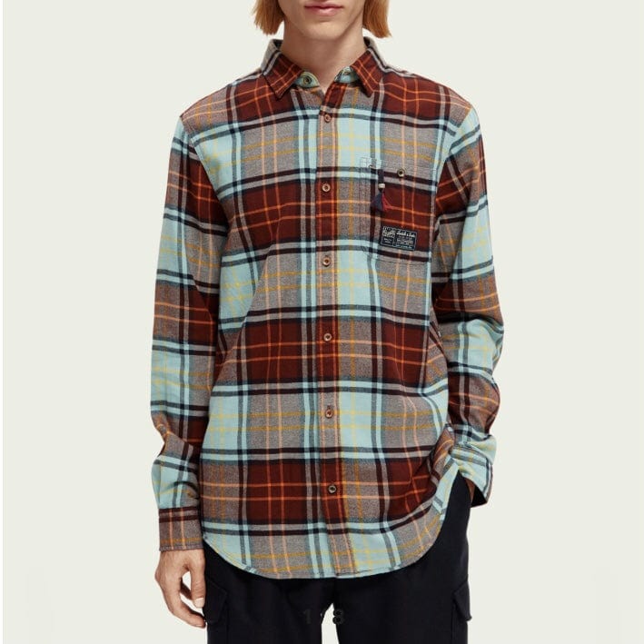 Scotch & Soda Regular Fit Checked Brushed Flannel Shirt (Combo B) 169063