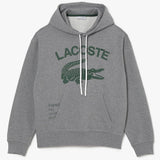 Lacoste Loose Fit Crocodile Hooded Sweatshirt (Grey Chine) SH0107-51