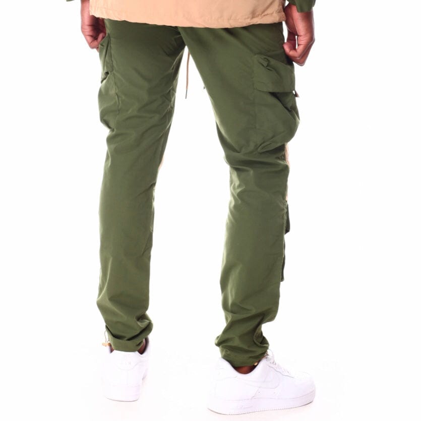 Rebel Minds Nylon Cargo Colorblock Pants (Olive) 122-431