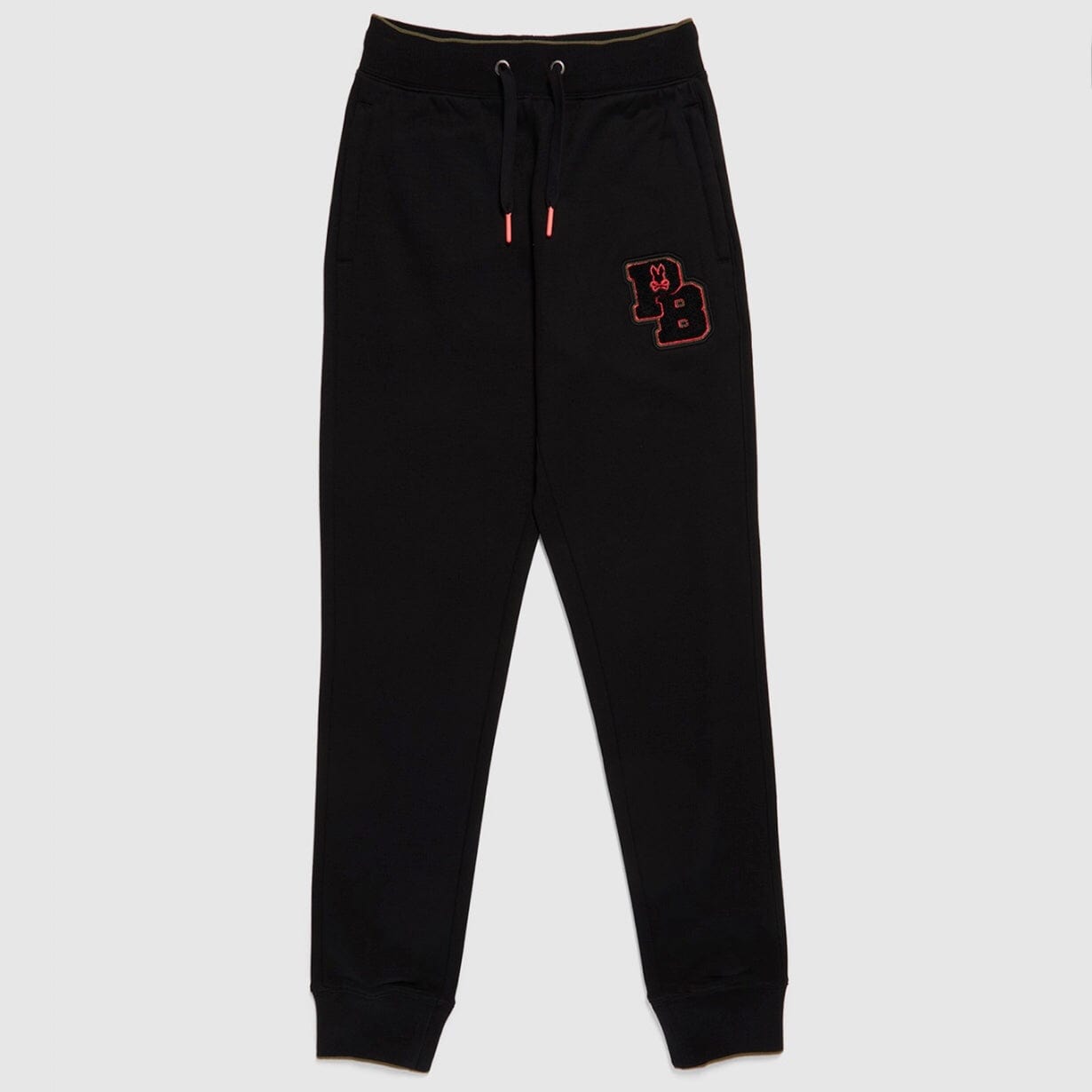 Psycho Bunny Patchin Chenille Bunny Logo Sweatpants (Black) B6P850U1FT