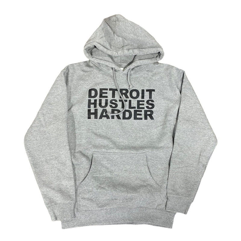Detroit Hustles Harder Pullover Hoodie (Grey/Black) - DETHHGR