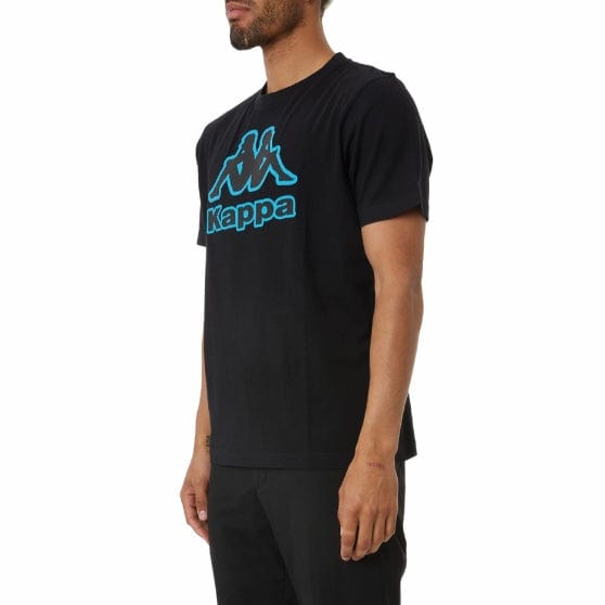 Kappa Logo Tape Bant T Shirt (Black/Blue) 37158BW