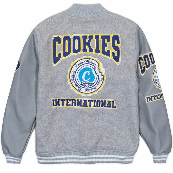 Cookies Double Up Wool Letterman Jacket (Heather Grey) 1561O6078