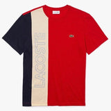 Lacoste Crew Neck Lettering Colourblock T-shirt (Red/Beige/Navy) TH0113