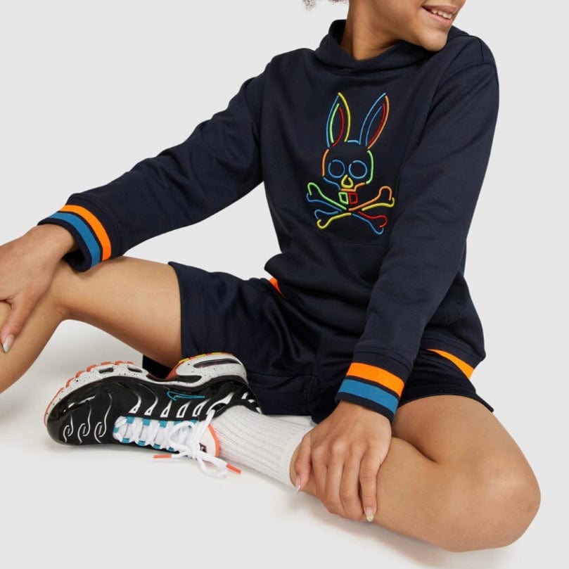 Kids Psycho Bunny Barbon Neon Glow Hoodie (Navy)