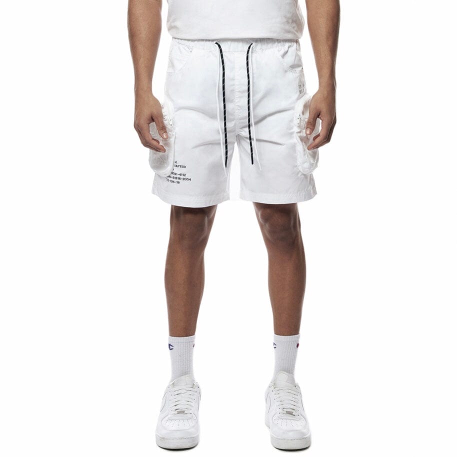 Smoke Rise Printed Nylon Utility Short (White) WS23182