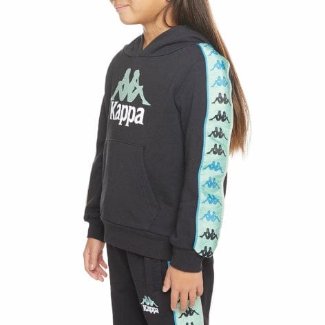 Kids Kappa 222 Banda Rocket Hoodie (Black Smoke/Sage) 311T1JWY