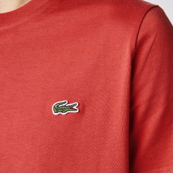 Lacoste Crew Neck Crocodile Print Organic Cotton T Shirt (Red) TH0458