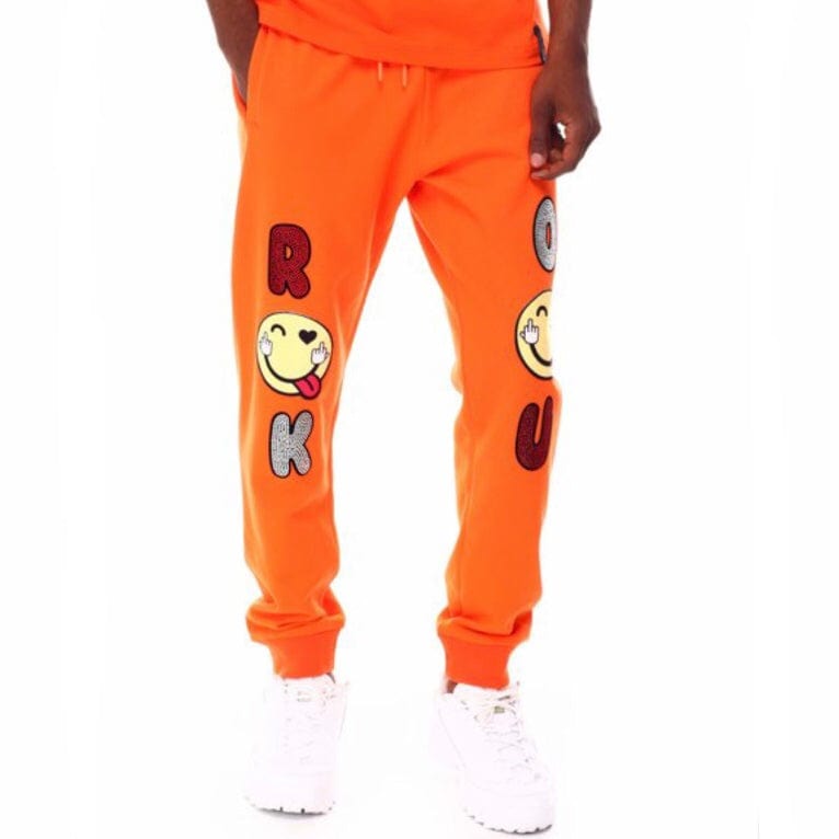 Roku Studio Rhinestone No Hard Feelings Sweatpants (Orange) RK4480511-ORG