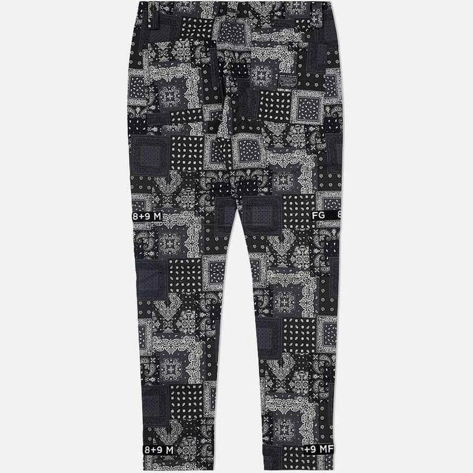 8&9 Strapped Up Utility Paisley Pants (Black/White) PSSTRPABLK