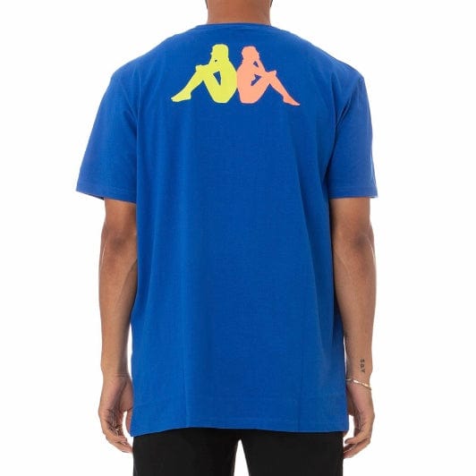 Kappa Authentic Runis T Shirt (Blue/Lime-Orange/Grey) 311BHUW