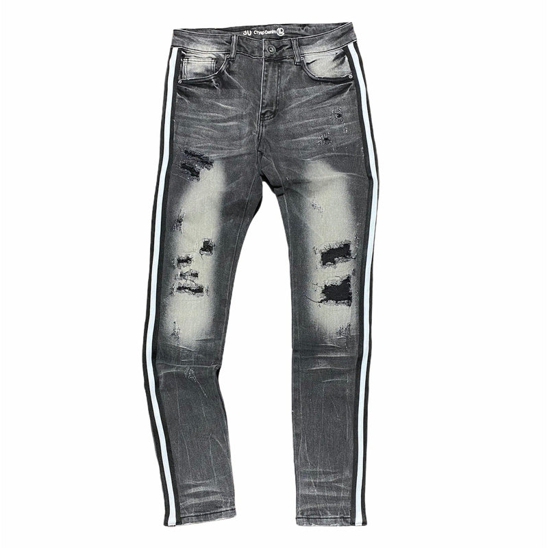 Crysp Line Stripe Denim Jeans (Black White Black Stripe) CRYSPHOL20-130