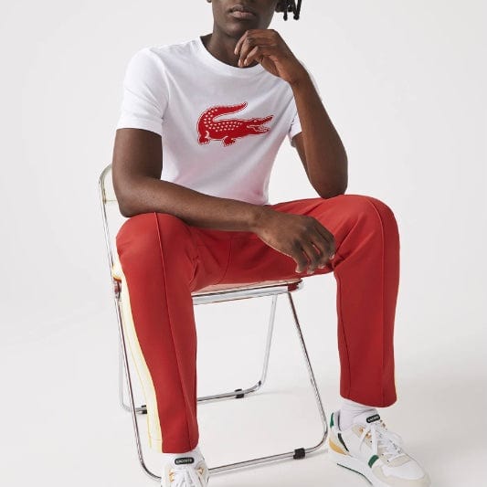 Lacoste Sport 3D Print Crocodile Breathable Jersey T Shirt (White/Red) TH2042