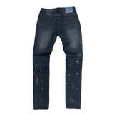 Foreign Local Black Striped Splattered Jeans (Black) FL-202067