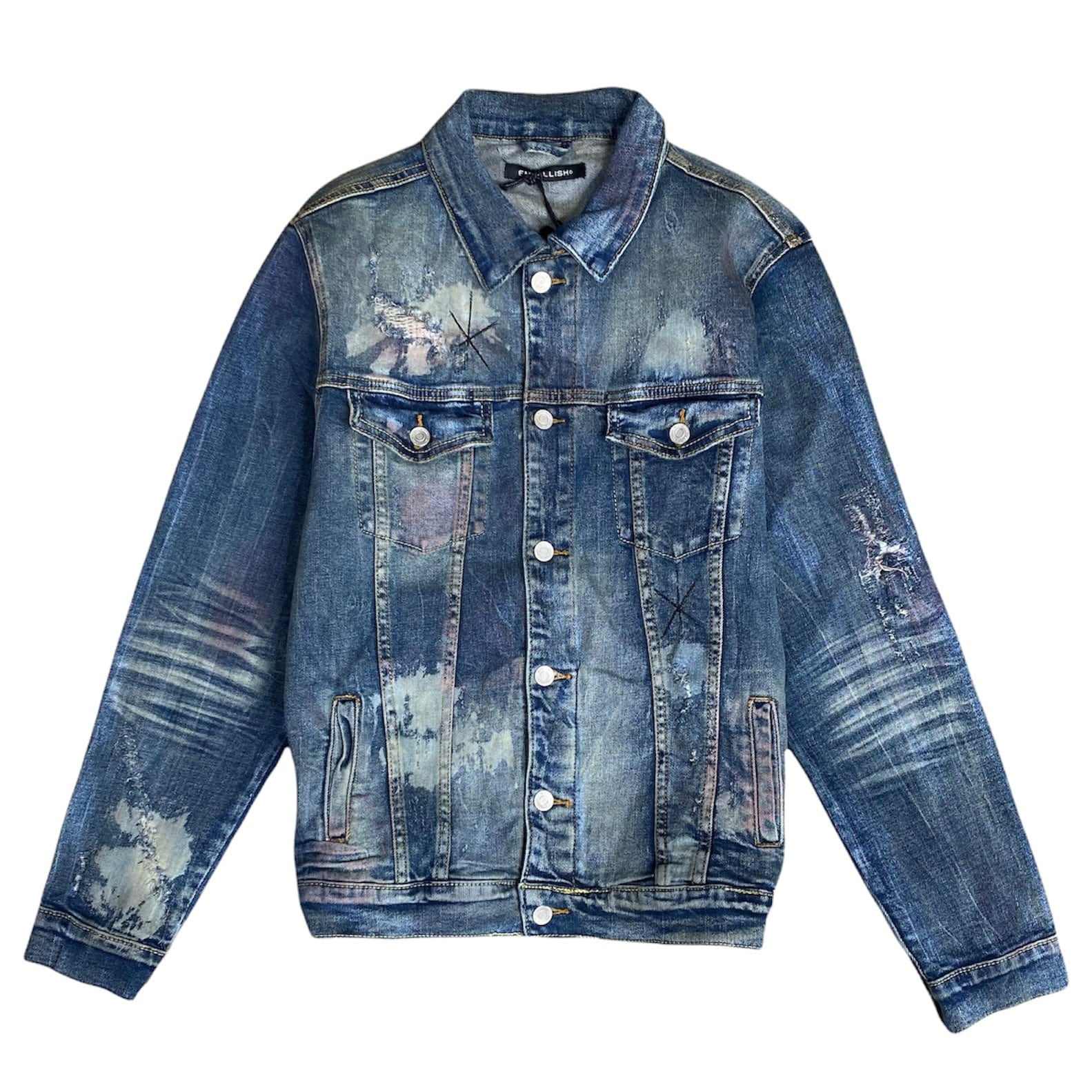 Embellish Color Splatter Denim Jacket - EMBSP120-209