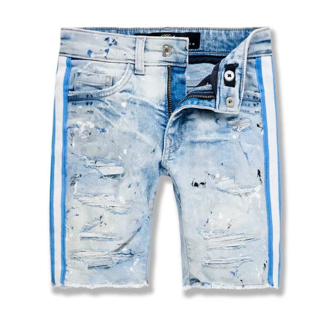 Kids Jordan Craig Odyssey Striped Denim Shorts (Ice Blue) J3175SK